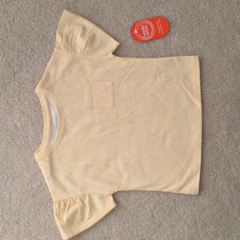 Girls Yellow Ruffle Sleeve Shirt (Size S 6-6X)
